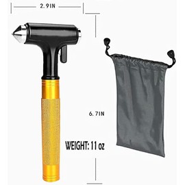 WONDER POINT Premium Car Safety Hammer - Emergency Escape Tool with Car Window Breaker and Seat Belt Cutter, Life Saving Survival Kit with Heavy Carbon Steel Points and Hardened Sharp (Yellow 2 Pack)