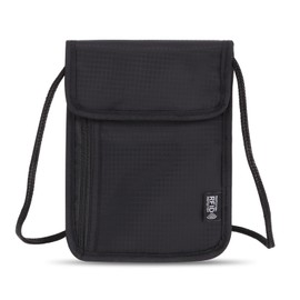 Travel Neck Pouch Men's Neck Pouch Boys Anti-Theft RFID Protection Travel Purse, black, Business, Travel, Sports