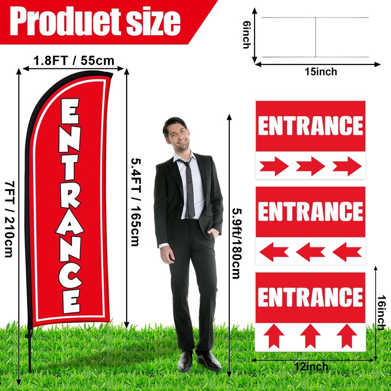 Buryeah Entrance Banner Sign Kit with Enter Here Yard Sign