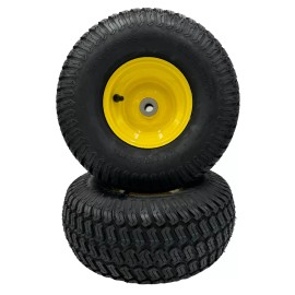 Hoosier Wheel Set of 2 - 15x6.00-6 Lawn Mower Wheel - 3/4 Inch Axle, Strong Turf