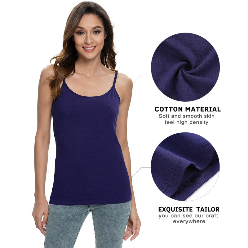 vislivin Women's Undershirt with Shelf Bra Cotton Tank Top Spaghetti
