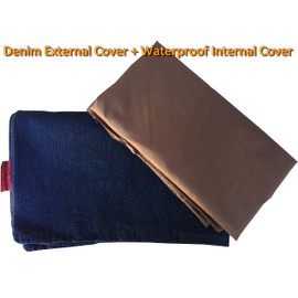 Dogbed4less Do It Yourself DIY Pet Bed Pillow Duvet Denim Cover with Waterproof Internal case for Dog or Cat, Large 48"X29" Blue Color - Covers only