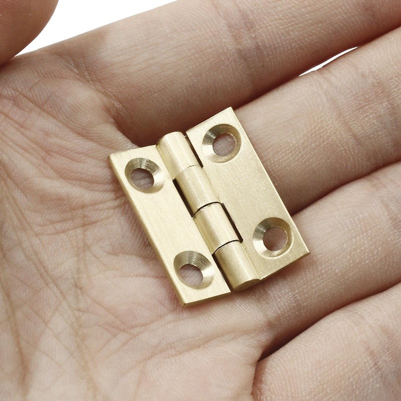 Murtenze 8 Pcs 1 Inch Mini Solid Brass Hinges，Brass Cabinet
