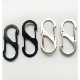 Double Locking Carabiner Keychain Silver 17ea