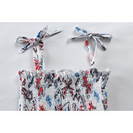 Girls 4th of July Dress American Flag Memorial Day Skirt Kids Strap Patriotic Butterfly Summer Dress 5-6 Years