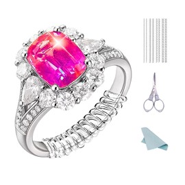 Jewel Geni Ring Size Adjuster for Loose Rings, 8 Pieces with a Scissors and Polishing Cloth, Clear or Invisible Ring Sizers, Tighteners or Spacers, Best Ring Guards for Women and Men