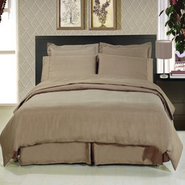 Royal Hotel's 8pc Full Size Bed-in-a-Bag Solid Taupe 300-Thread-Count Siberian Goose Down Alternative Comforter 100 Percent Cotton 100% Cotton - Includes Sheets and Duvet Cover Sets