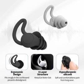 KQOZG 3 Paar Wiederverwendbare Wasserdichte Weich Silikon Ohrstöpsel für Erwachsene Schwimmer Ohrschutz zum Duschen, Schwimmen, Surfen, Schnorcheln und andere Wassersportarten