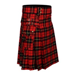 Tartan Utility Kilts For Men 8 Yard 13oz Kilt Available in Various Scottish Tartans, Wallace Tartan, 42