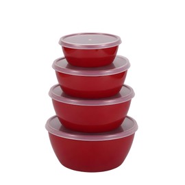 ZHANG XIAO QUAN SINCE 1628 Food Storage Containers Set of 4, PP5 Plastic Fresh-Keeping Container BPA Free, Airtight Lids, Microwave and Freezer Safe, RED