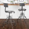 Rustic Bar Stool with Backrest 22.44-27.56inc
