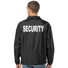 Service and First Responders Coach Jackets Collection One Event Staff Windbreaker Police Security Constable (US, Alpha, X-Large, Regular, Regular, Security - Black)