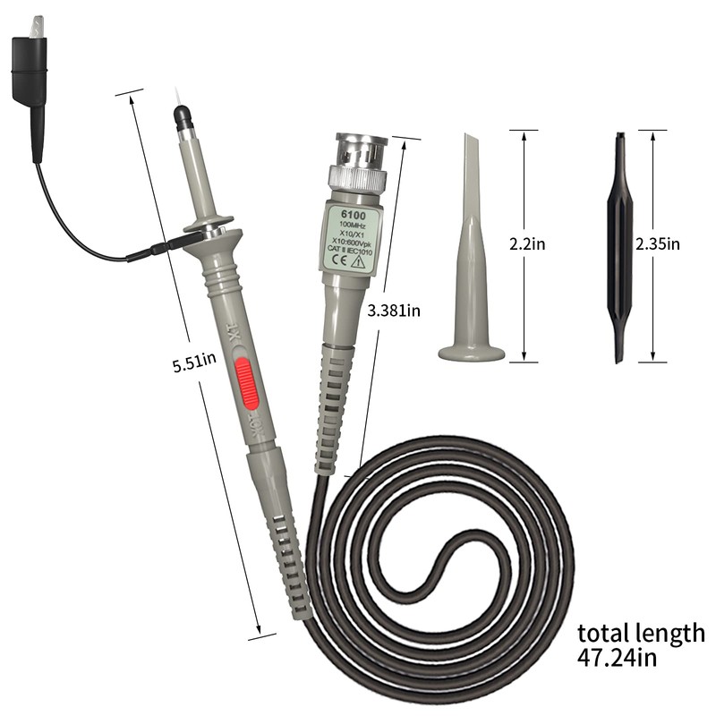 Goupchn Universal P6100 Sondas de clip osciloscopio 100 MHz con