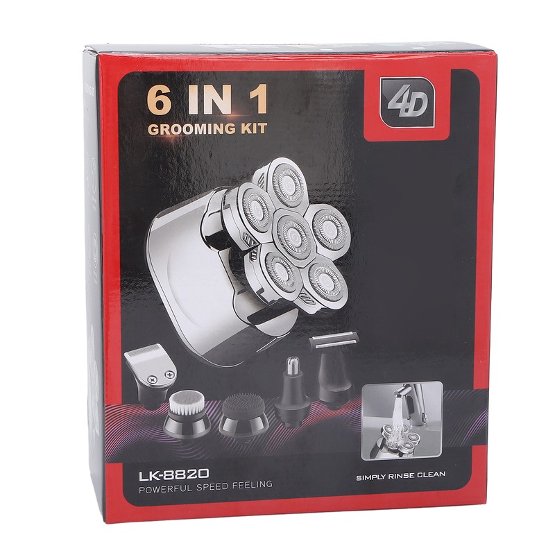 6 in 1 IPX6 Waterproof Electric Head Hair Shaver Automatic