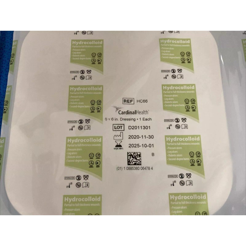 Cardinal HC66 Thin Hydrocolloid Wound Dressing 6" x 6" -