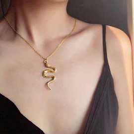 Snake Jewelry Set for Women Punk Snake Necklace Rings Earring Set Layered Snake Necklace Serpent Gold Necklaces for Women