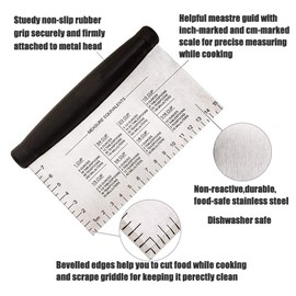 hzexun Bread Pizza Dough Cutter Dough Scraper for Pasta and Pizza Baking Pastry Kitchen Spatula Measuring Cutter Stainless Steel