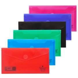 STARPLAST PLASTIC ENVELOPES - Pack of 12 Folders on Plastic, Velcro Closure, Assorted Basic Colours, for Filing, Sorting and Taking to School, Office or College - 22.5 x 12.5 cm