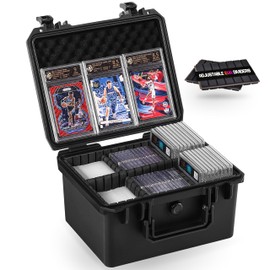 Card Case for Sport Cards Storage, Graded Trading Card Storage Box for 3" x 4" 35pt Rigid Card Sleeve, Waterproof Card Organizer Box with 6 Dividers for BCW MTG TCG Zion Card(Hold 250+ Toploaders)
