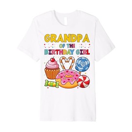 Grandpa of Birthday Girl Candyland Colorful Lollipop Party Premium T-Shirt