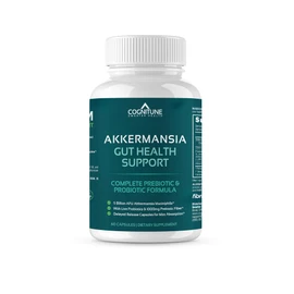 CogniTune Akkermansia Probiotic for Gut Health - 30 Billion AFU Probiotics, 5 Billion AFU Akkermansia - Prebiotic Organic Baobab Fiber, Delayed Release Capsules, Gluten-Free, Non-GMO, Vegan