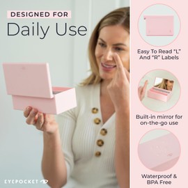 EYEPOCKET Daily Contact Lens Case - Travel Contact Case, Daily Lens Organizer, Flip Top Eye Contacts Carrier for Disposable Lenses & Dailies, Pink