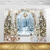 White Christmas Backdrops for Photoshoot Winter Window Christmas Photo Backdrop