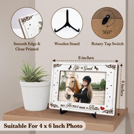 Horse Picture Frame, Horses Make Life Better Picture Frame, Horse Gifts For Women Men Horse Lover Horse Rider, Horse Themed Wooden Photo Frame For Farmhouse Horse Room, Horse Memorial Gifts, A48