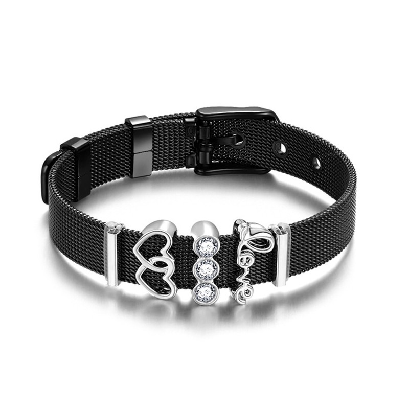 Fashion Simple Stainless Steel Bracelet Women Bangle Heart Shape Pendant
