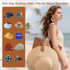 Fikoksol Clip Magnético para Sombrero Paquete de 1 - El Clip para Sombrero Marrón para Viaje en Bolsa, Clips Magnéticos para Sombrero para Bolsa y Soporte Seguro para Sombrero para Viajes en Gorras y