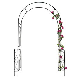 TopSelect Metal Garden Arch, Assembly Garden Arbor Trellis Climbing Plants Support Rose Arch Outdoor Arch Wedding Arch Party Events Archway (W55'' x H94.5'', Black)