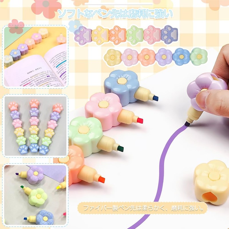 Highlighter, Set of 2, Portable Fluorescent Maker Pen, Cute, Cat