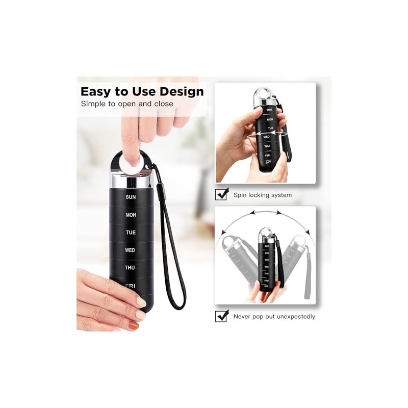 Extra Large Portable 7-Day Weekly Pill Organizer, Waterproof Aluminium Alloy