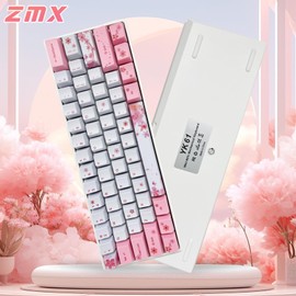 ZMX Cherry Blossom Pink Mechanical Keyboard,60% Compact Hot Swappable USB-C Wired RGB Gaming Keyboard 61 Keys Mini Cute Keyboard with Dye-Sublimation PBT Keycap for PC/Mac (Red Switch)