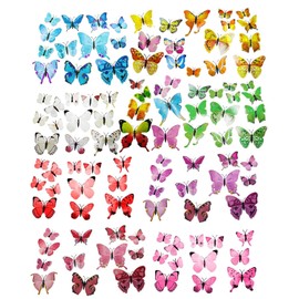 WUNZILO 80 Stück Bunte Schmetterlinge Deko mit kleinem Clip, PVC Schmetterling Brosche, für Kinderzimmer Deko, Dekoration Curtains, Dining Table, Büro (8 Farben, 4,5 cm)