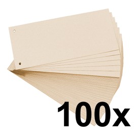 Exacompta - Ref 13475B - Forever Collection - Recycled Punched Card Dividers - 105 x 240mm, Pre-Punched for Folders or Files, Plain Recycled 180gsm Card - Buff (100 Pack)