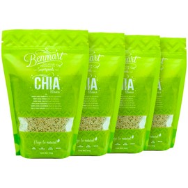Benmart - Chía blanca - 4 pack 1.4 kg - Semillas premium ricas en fibra y omega-3 - Fuente natural de proteínas, antioxidantes y sin gluten ni azúcar 