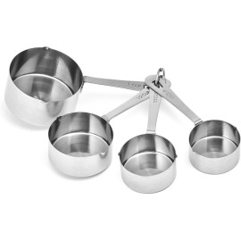 Amco Stainless Steel Measuring Cups (Set of 4) - Dishwasher Safe Kitchen Gadgets