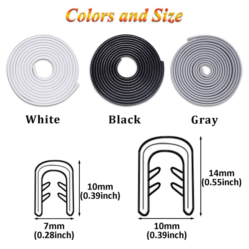 AcbbMNS 32.8Ft (10M) Universal Car Door Edge Guards, White, Rubber,