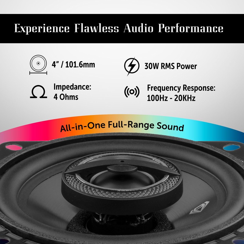 BLACK DIAMOND Dia-4.2 4" Coaxial Car Speakers – 2-Way Full