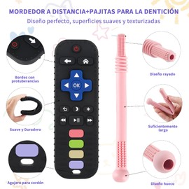 KOSMOX baby Mordedera para Bebe Control Remoto de Silicona Libre de BPA, Tubos de Mordedor Huecos, Juguetes de Dentición para bebe de 0 a 6 Meses de Colores Mezclados