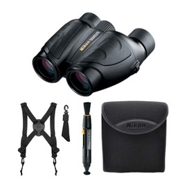Nikon Travelite 8x25 Porro Prism Binoculars Bundle with Binocular Harness and Cleaning System (3 Items)