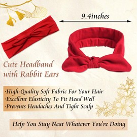 STGDAK Wide Headbands For Women Boho Bandana Headband Head Wraps Solid Color Elastic Turban Knotted Bow Head Bands Scarf Cute Hairbands Non Slip Hair Accessories For Girls Teens Fashion 6 Pack
