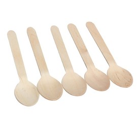 Vktech Disposable Wooden Spoon, Economical Pack of 100