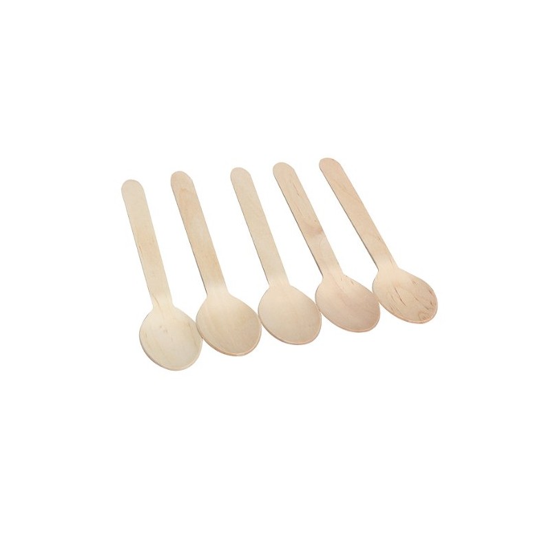 Vktech Disposable Wooden Spoon, Economical Pack of 100