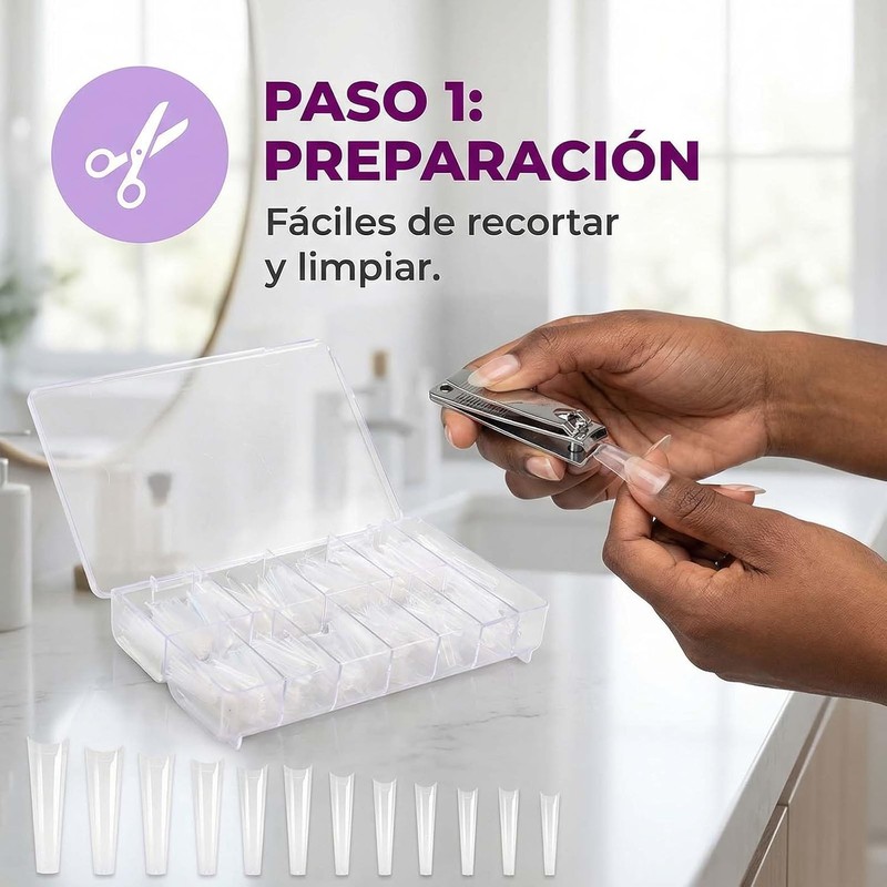 Nivofu 480 Piezas Uñas Postizas Largas y Transparentes, No C