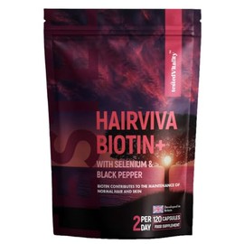 HairViva Biotin Hair Growth - Hair Supplement Enriched with Vitamins, Selenium & Zinc | L-Lysine | Vegan Hair Capsules for Women & Men | 120 Capsules 60-Day Supply