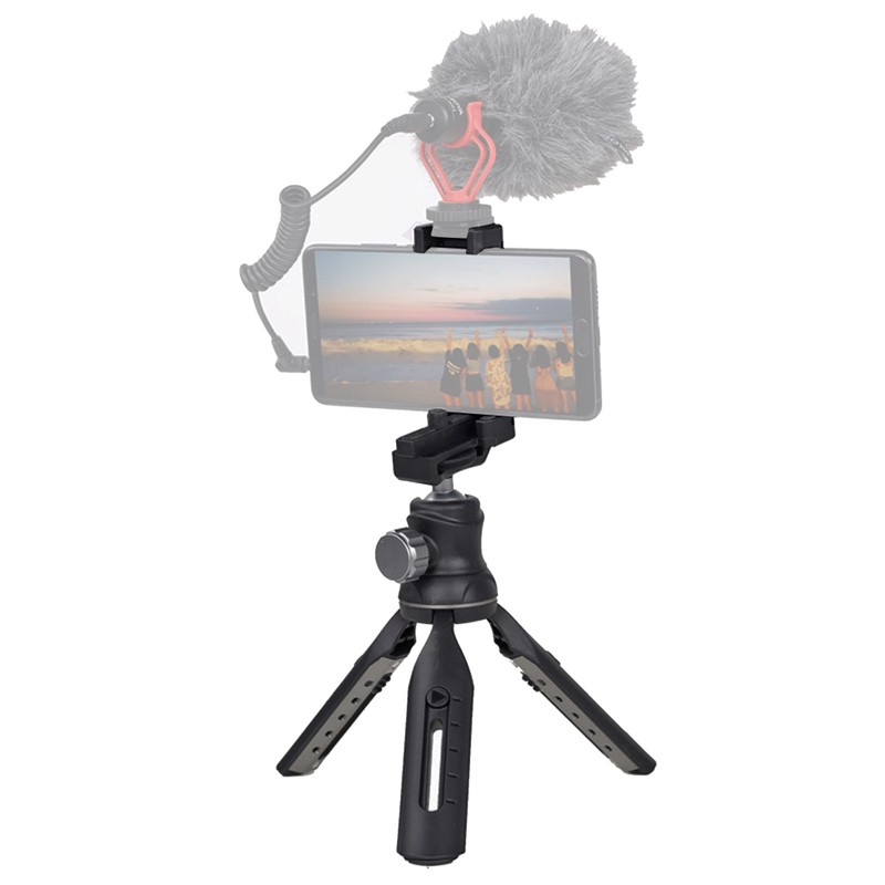 Mini Metal Desktop Tripod Stand Selfie Vlog Handle for Mobile