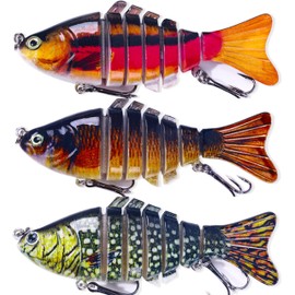 Aoxwomens Fishing Lures Kits Lifelike Multi Jointed Fishing Swimbait for Freshwater and Saltwater,Fishing Plugs Crankbaits for Topwater Bass Salmon Trout (3TY-10)