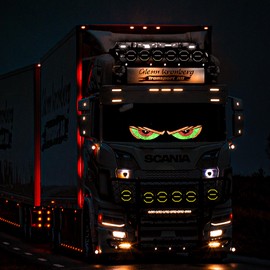 Devil Eyes Light for Cars LED Eyes for Trucks Car Window DIY Car Dynamic LED Smart Colourful Eye Lamp Soft Screen LED Eyes for Truck Front Window Smart App Bluetooth USB (92 x 374 mm)